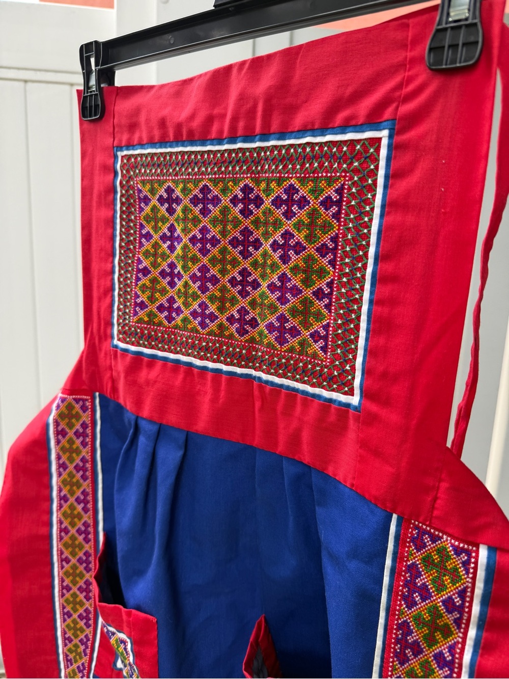 Hand-Embroidered ethnic Apron possibly Hmong, Peruvian, or Turkish?